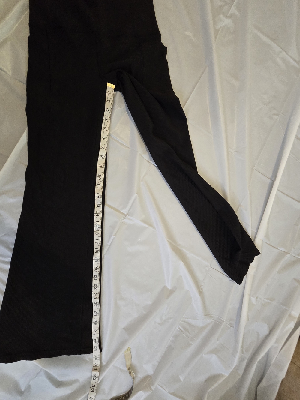 Athleta Salutation Stash Rib Flare Black Pants Size M Petite - Picture 7 of 15